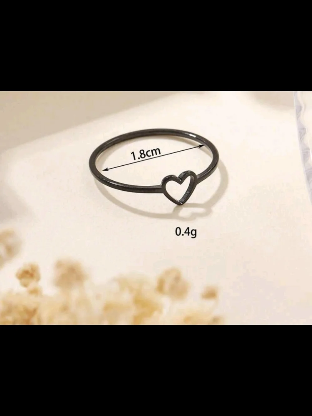 Black Heart Outline Ring - Women Jewelry